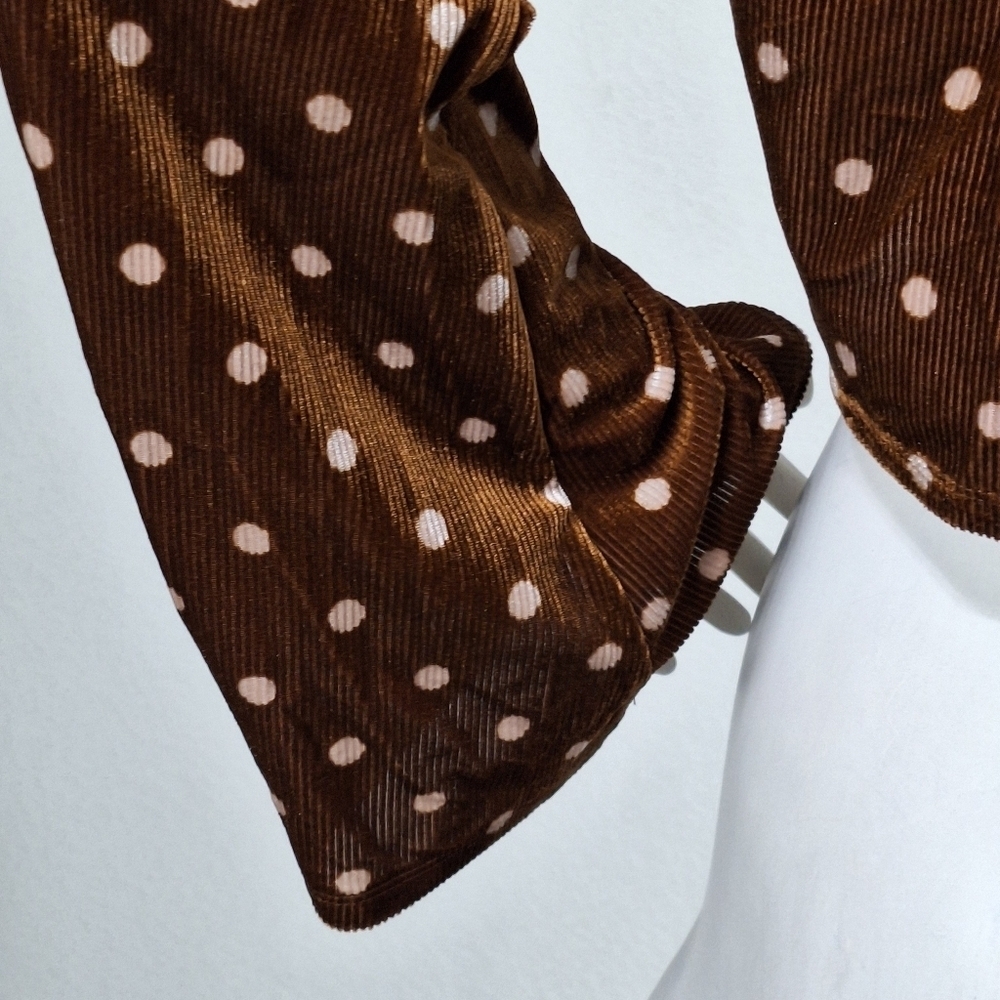 Isalis New Y2k Barra Bohemian Soft Velvet Corduroy Polka Dot Cropped Top Size L — image 7 of 8